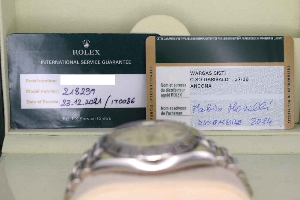 Rolex Day-Date II | Ref. 218239 | 18kt Weißgold | Diamant & Saphir