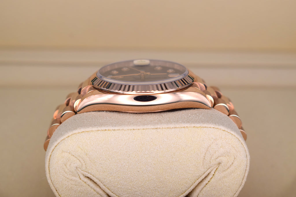 Rolex Day-Date 36 Ref. 128235 Roségold – Chocolate Ziffernblatt mit Diamanten | Full Set 2021
